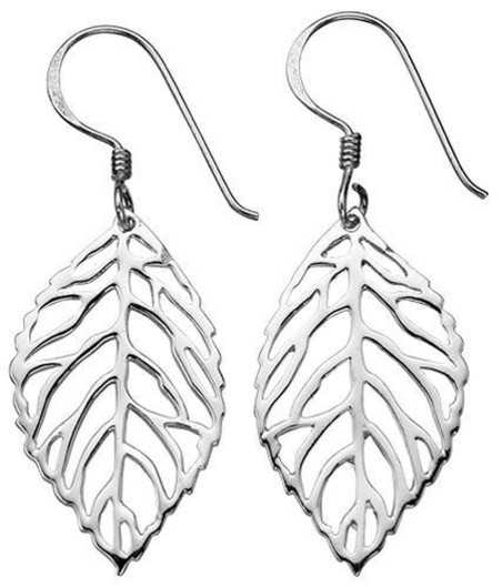 Boucle d'oreille feuille en argent 925