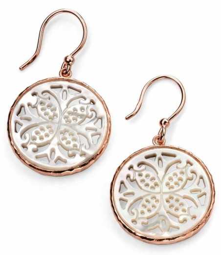 Boucle d'oreille motifs nacre plaqué or rose en argent 925/1000