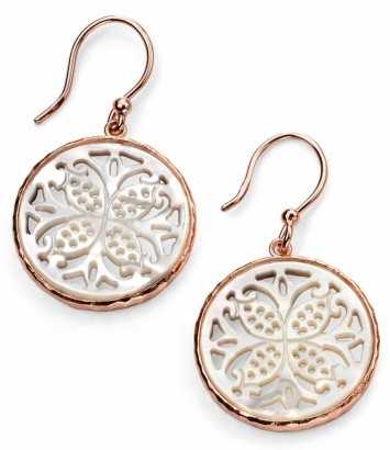 Boucle d'oreille motifs nacre plaqué or rose en argent 925