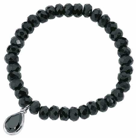 Bracelet stretch onyx et zirconium en argent 925