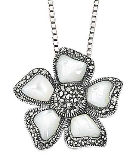 Collier fleur marcassite en argent 925