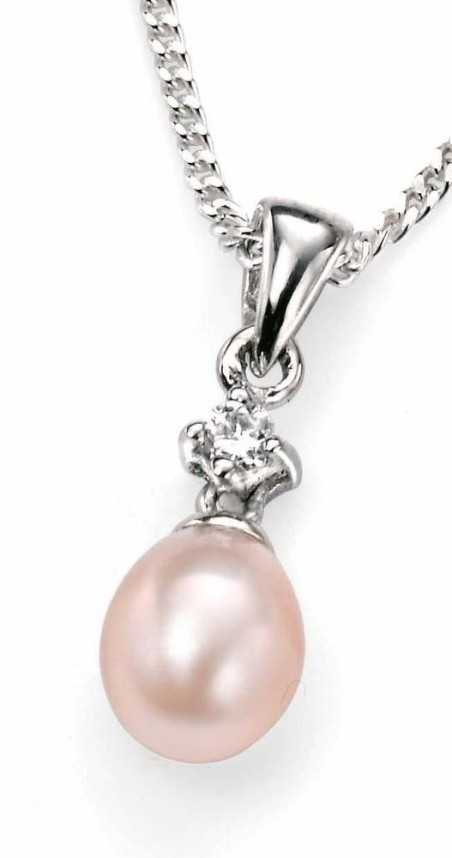 Collier perle et zirconia en argent 925/1000