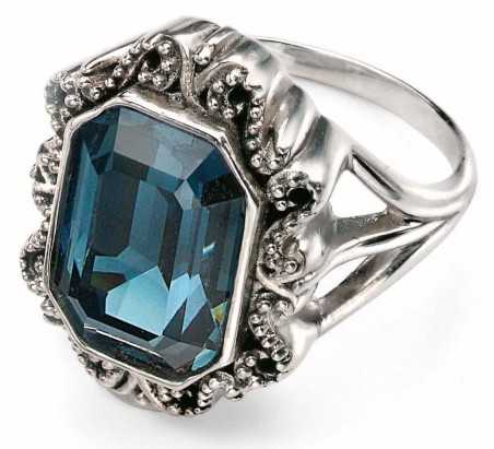 Bague comtesse en cristal de Swarovski® bleue marine en argent 925