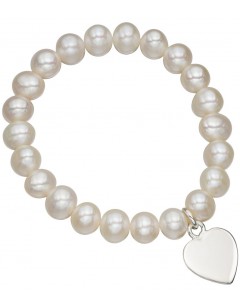 Mon-bijou - D4683 - Bracelet stretch heart and perle en argent 925/1000