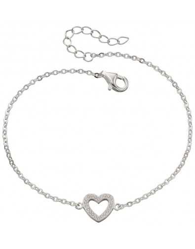 Bracelet coeur stretch et zirconium en argent 925