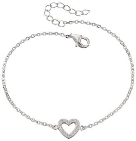 Bracelet coeur stretch et zirconium en argent 925