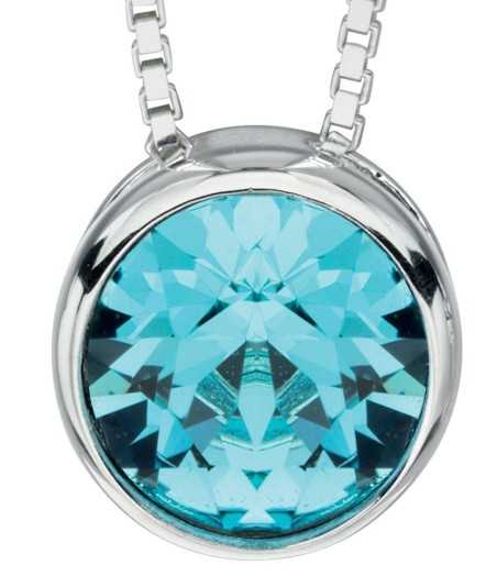 Collier chic zirconium rond bleu ciel en argent 925