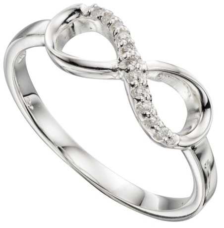 Mon-bijou - D3383 - Bague chic infinity zirconia en argent 925/1000