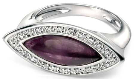 Mon-bijou - D3356 - Bague très classe améthyste et zirconium en argent 925/1000