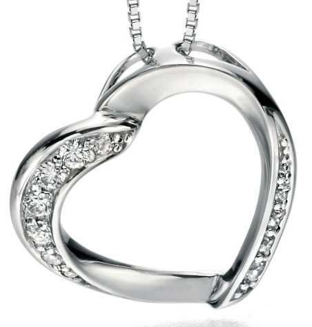 Mon-bijou - D4324c - Collier coeur zirconium en argent 925/1000