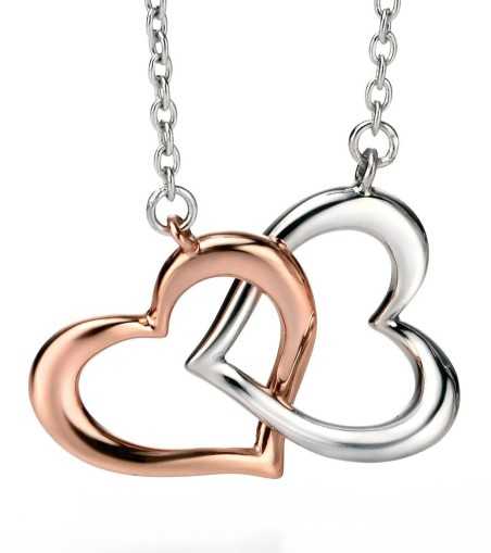 Mon-bijou - D3722 - Collier coeur plaqué Or rose en argent 925/1000