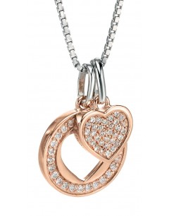 Mon-bijou - D3950 - Collier coeur plaqué Or rose et zirconium en argent 925/1000