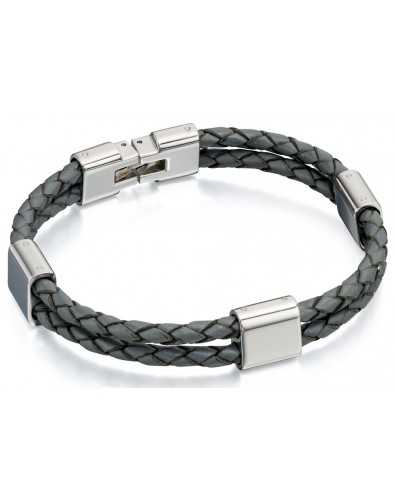 Bracelets chic cuir de vachette véritable en acier inoxydable