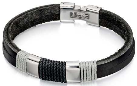 Bracelet chic cuir en acier inoxydable