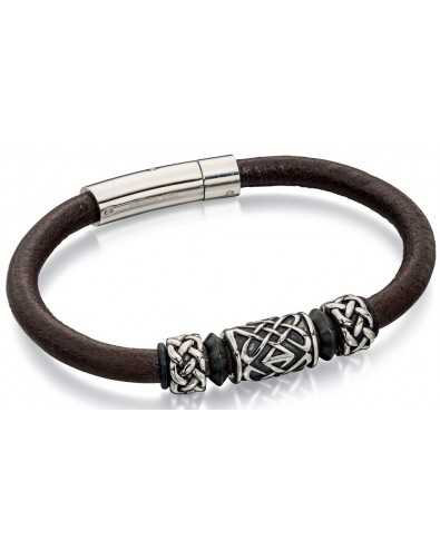 Bracelet chic cuir en acier inoxydable