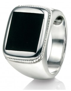 Mon-bijou - D3241c - Bague classe agate noir en argent 925/1000