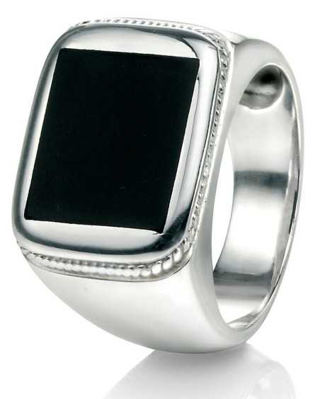 Mon-bijou - D3241c - Bague classe agate noir en argent 925/1000