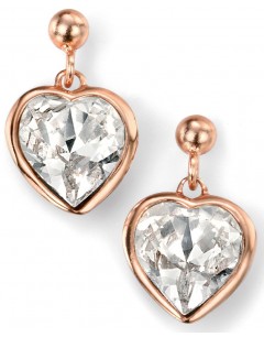 Mon-bijou - D4910 - Boucle d'oreille plaqué Or rose coeur en cristal de Swarovski en argent 925/1000