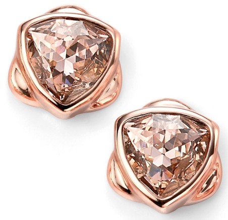 Mon-bijou - D4915 - Boucle d'oreille triangle plaqué Or rose en cristal de Swarovski en argent 925/1000