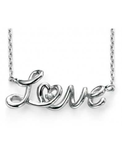 Collier Love plaqué rhodium en argent 925