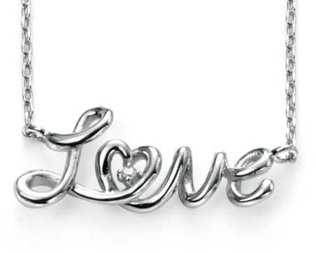 Collier Love plaqué rhodium en argent 925