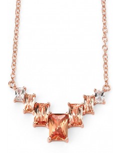 Mon-bijou - D3921 - Collier tendance plaqué Or rose et zirconium champagne en argent 925/1000