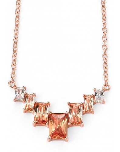 Collier tendance plaqué Or rose et zirconium champagne en argent 925