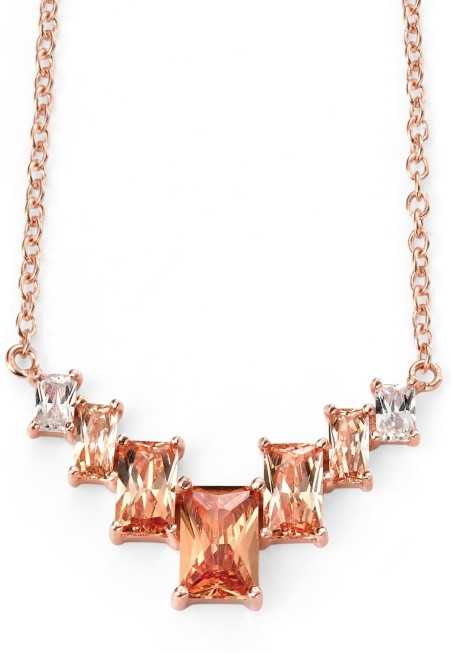 Collier tendance plaqué Or rose et zirconium champagne en argent 925