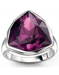 Mon-bijou - D3320 - Bague triangle améthyste en cristal de Swarovski en argent 925/1000