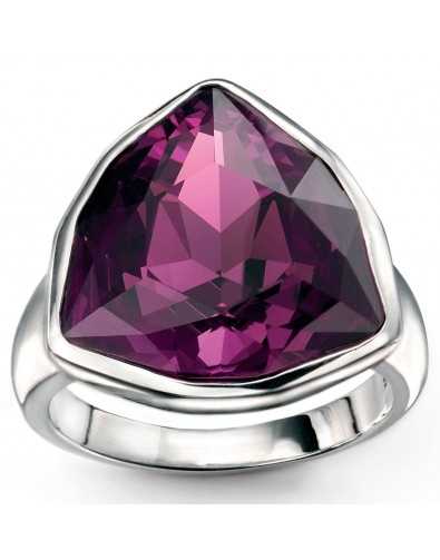 Bague triangle améthyste en cristal de Swarovski® en argent 925