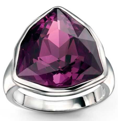 Bague triangle améthyste en cristal de Swarovski® en argent 925