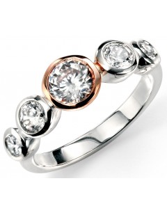 Mon-bijou - D3321 - Bague tendance plaqué Or rose et zirconium en argent 925/1000