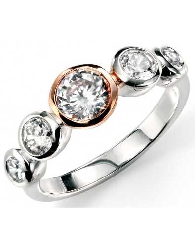 Bague tendance plaqué Or rose et zirconium en argent 925