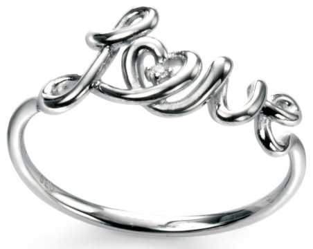 Mon-bijou - D3341 - Bague tendance love en argent 925/1000