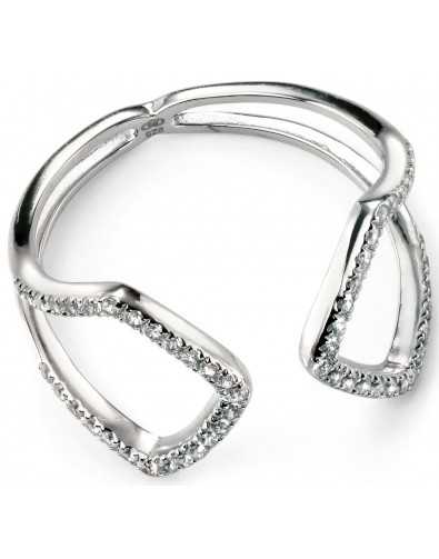 Bague tendance plaqué rhodium et zirconium en argent 925