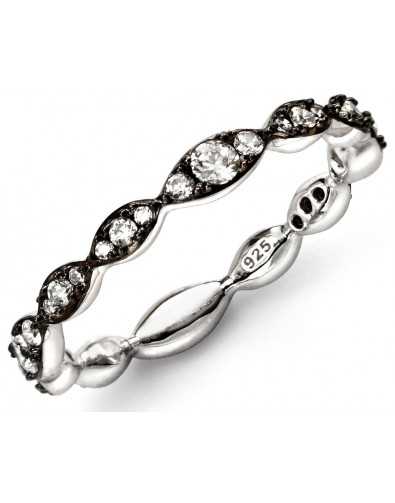 Bague tendance rhodium et zirconium en argent 925