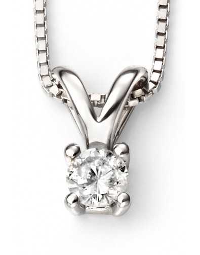 Collier diamant solitaire en Or blanc 375