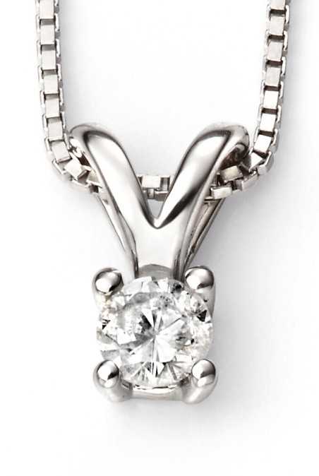 Collier diamant solitaire en Or blanc 375