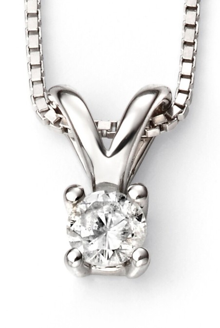 Mon-bijou - D266a - Superbe collier diamant solitaire en Or blanc 375/1000