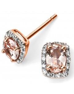 Mon-bijou - D2062 - Boucle d'oreille morganite et diamant en Or rose 375/1000