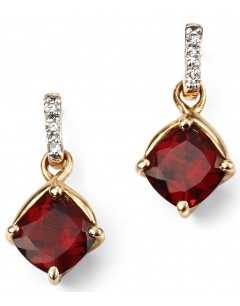 Mon-bijou - D2080 - Boucle d'oreille grenat et diamants en Or 375/1000
