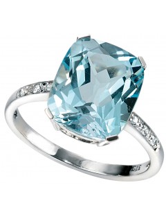 Bague Topaze bleu et Diamant 0,042 carat en or 375/1000 carat