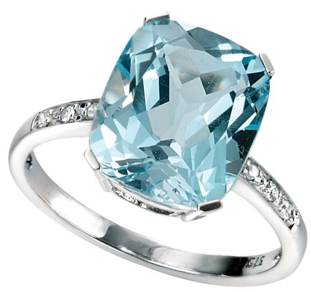 Bague Topaze bleu et Diamant 0,042 carat en or 375/1000 carat