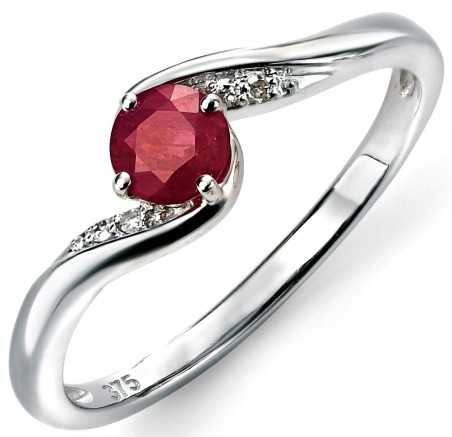 Mon-bijou - D469 - Bague Rubis et Diamant 0,02 carat en or 375/1000