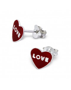 Mon-bijou - H961 - Boucle d'oreille Love en argent 925/1000