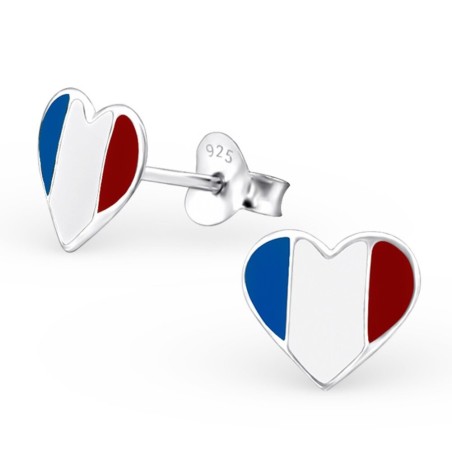 Mon-bijou - H13272 - Boucle d'oreille cœur de France en argent 925/1000