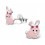 Boucle d'oreille petit lapin rose en argent 925