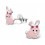 mon-bijou - H2308 - Boucle d'oreille petit lapin rose en argent 925/1000