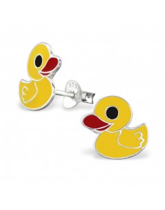 Mon-bijou - H3729 - Boucle d'oreille petit canard jaune en argent 925/1000