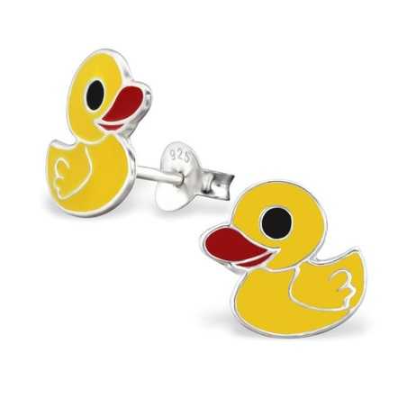 Boucle d'oreille petit canard jaune en argent 925